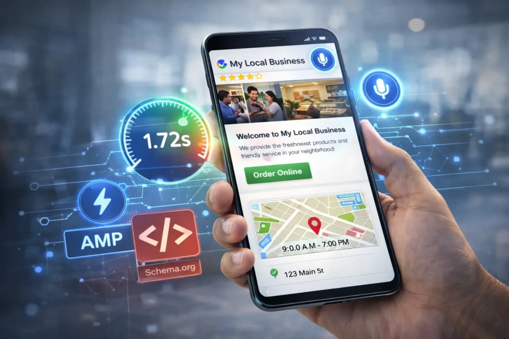 Fast-loading mobile website optimized for voice search and local SEO